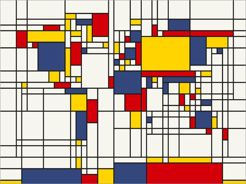 Map of the World Map in the style of Piet Mondrian, Art Print 202 image 3