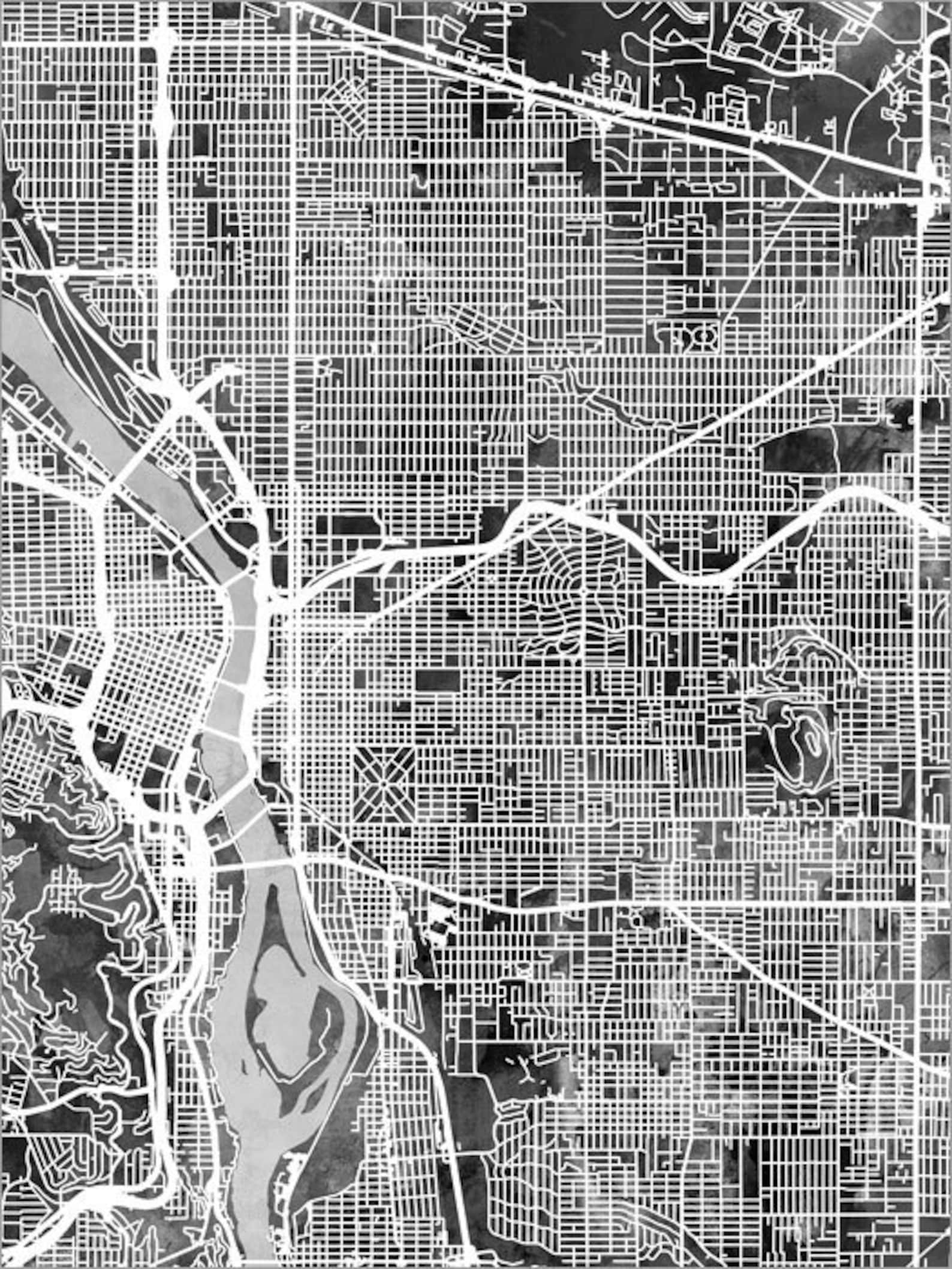 Portland Map Portland Oregon City Map Art Print 2739 | Etsy