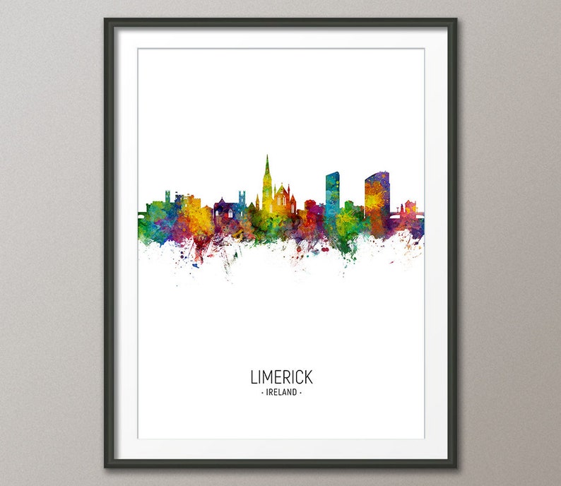 Limerick Skyline Limerick Ireland Cityscape Art Print Poster Etsy