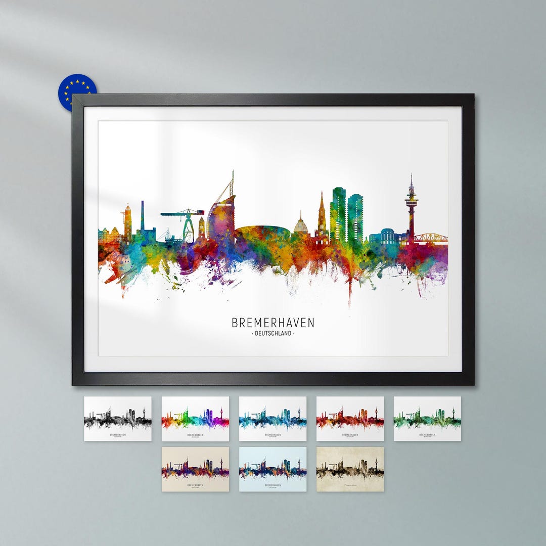 Bremerhaven Skyline Deutschland, Poster Print Cityscape Art ZX