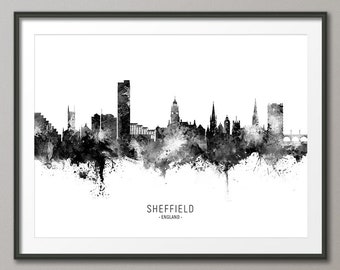 Sheffield Skyline, Sheffield England Cityscape Art Print Poster (16038)