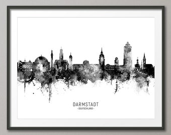 Darmstadt Skyline, Darmstadt Deutschland Cityscape Art Print Poster (30318)