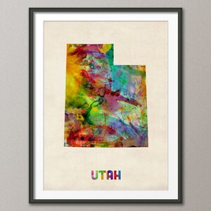 Utah Watercolor Map USA, Art Print JX (393)