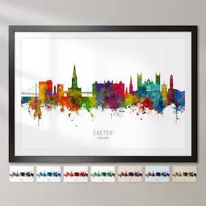 Exeter Skyline England, Stadtansicht Gemälde Kunstdruck Poster CX (6599)