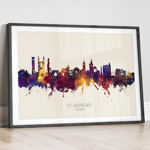 St Andrews Skyline Scotland, Cityscape Painting Art Print Poster LX (15070)