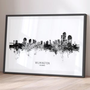 Wilmington Skyline Delaware, Cityscape Painting Art Print Poster BX (11666)