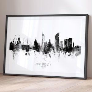 Portsmouth Skyline England, Stadtansicht Malerei Kunstdruck Poster BKX (11524)