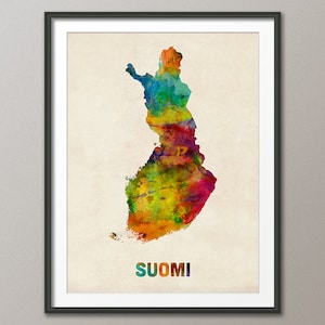 Finland Watercolor Map (Suomi), Art Print (999)