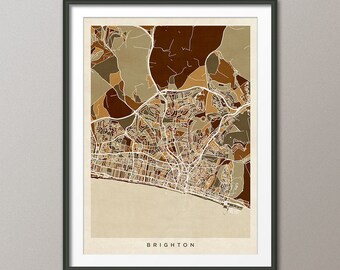 Brighton Map, England City Map, Art Print (27833)