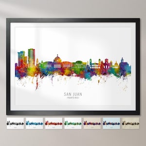 San Juan Skyline Puerto Rico, Cityscape Painting Art Print Poster CX (32057)
