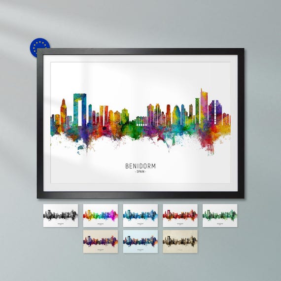 Benidorm Skyline Spain, Poster Print Cityscape Art ZX (21584