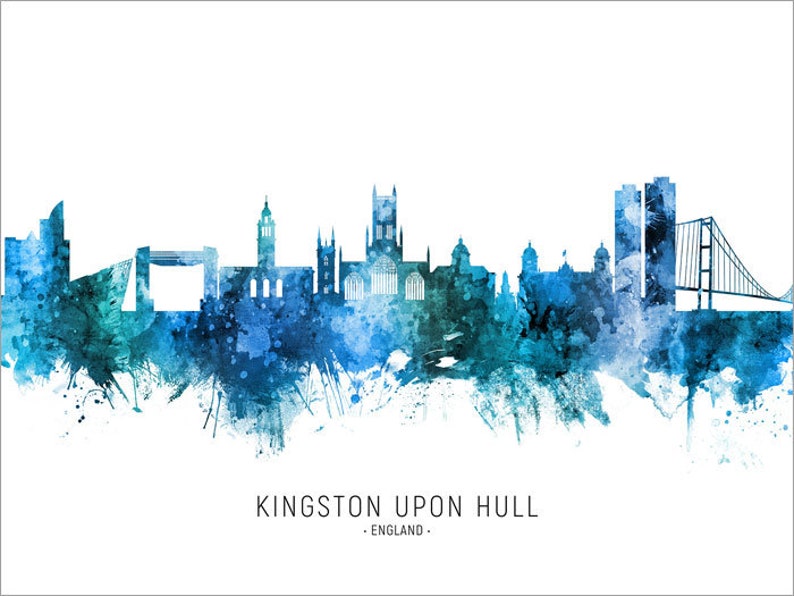 Kingston Upon Hull Skyline England Cityscape Art Poster Print Etsy