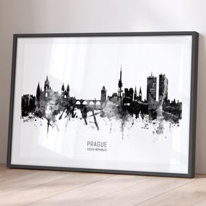 Poster di pittura di paesaggio urbano di Praga, Repubblica Ceca, stampa artistica BX (11481)