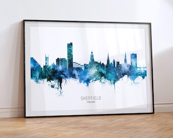 Sheffield Cityscape England, Skyline Poster Print RX (20837)