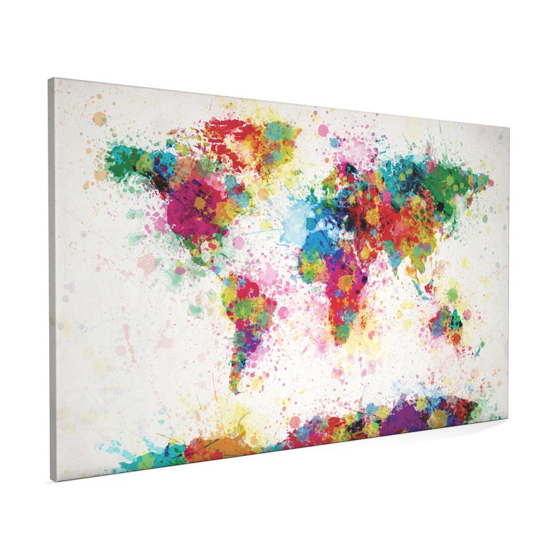 Paint Splashes Map of the World Map, Canvas Art Print 168 image 1