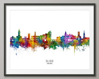 Sligo Skyline Ireland, Cityscape Painting Art Print Poster CX (34357)