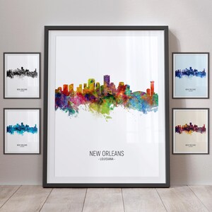 Skyline de la Nouvelle-Orléans, affiche d'impression d'art paysage urbain de la Nouvelle-Orléans en Louisiane, portrait px (5022)