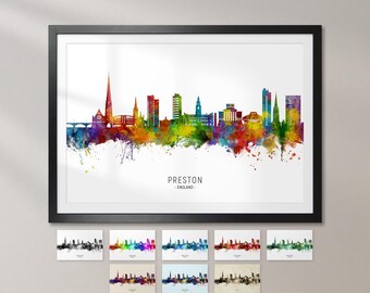 Preston Skyline England, Cityscape Art Print Poster KX (23092)