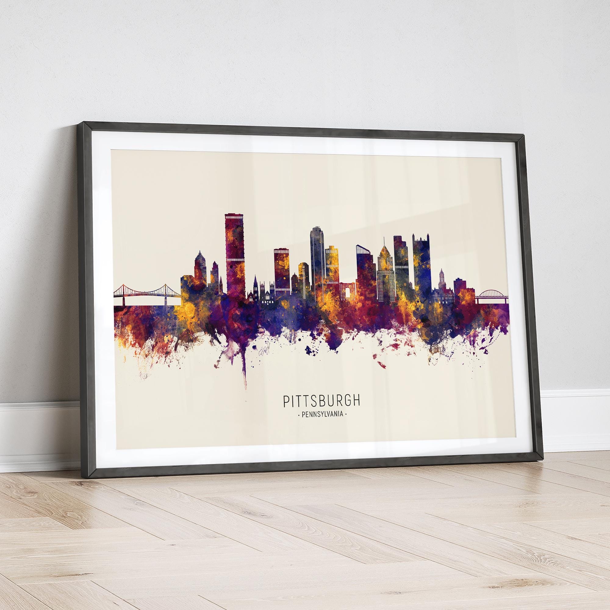 Pittsburgh Skyline Pennsylvania, Painting Art Print Poster LX