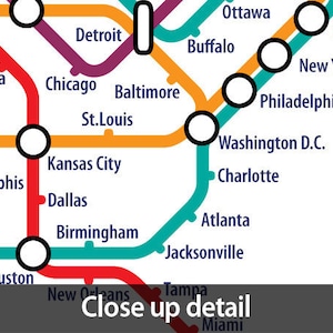 World Map as a Tube Metro Subway System, Art Print 596 image 3