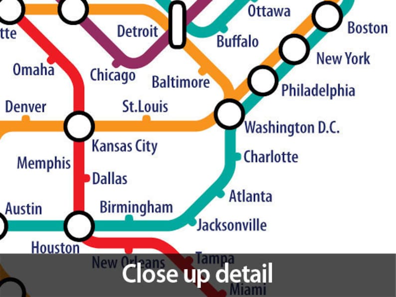 World Map as a Tube Metro Subway System, Art Print 596 image 3