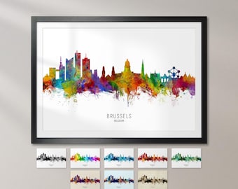 Brussels Skyline Belgium, Cityscape Art Print Poster KX (6491)