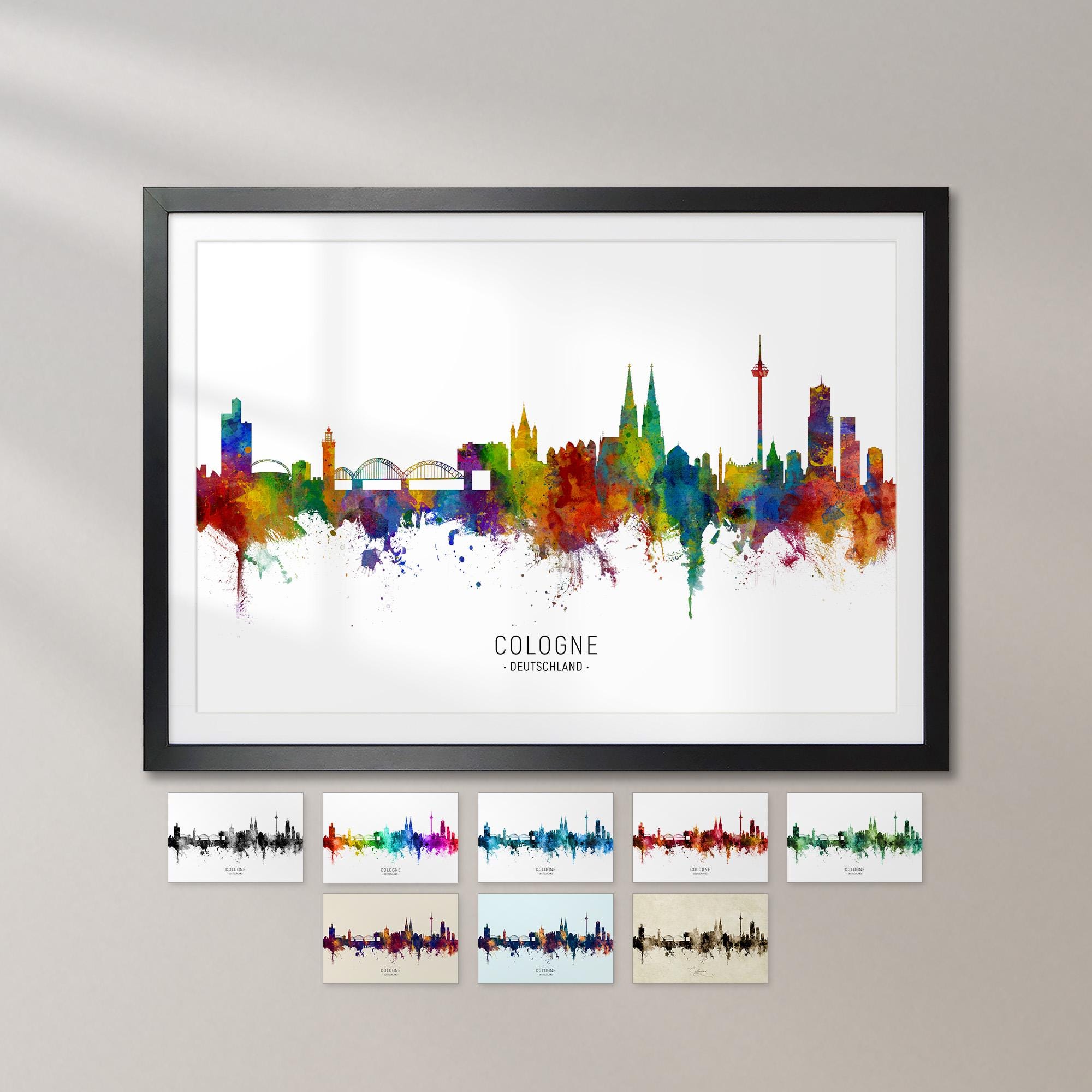Cologne Skyline Deutschland, Cityscape Art Print Poster KX (6494