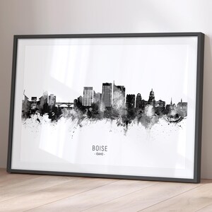 Boise Skyline Idaho, Cityscape Painting Art Print Poster BX (16146)