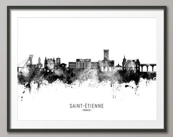 Saint-Etienne Skyline, Saint-Etienne France Cityscape Art Print Poster (25888)