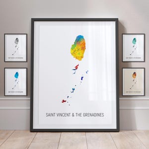 Saint Vincent e Grenadine Mappa, Acquerello Dipinto Stampa Artistica Poster MX (10924)