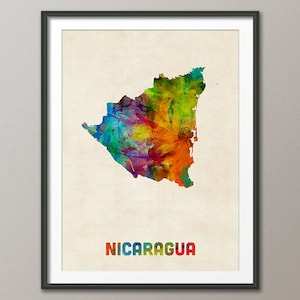 Nicaragua Watercolor Map, Art Print (1336)