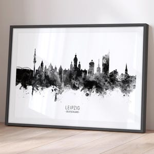 Leipzig Skyline Deutschland, Stadtansicht Gemälde Kunstdruck Poster ONE (11643)
