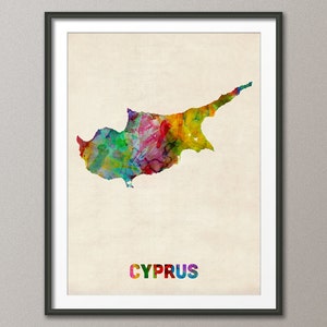 Cyprus Watercolor Map, Art Print (517)