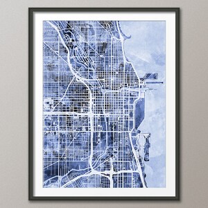Chicago Chicago Straßen Karte, Map of Chicago Kunstdruck (1522)