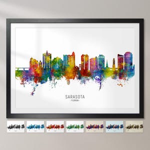 Sarasota Skyline Florida, stadsgezicht schilderij Art Print Poster CX (21786)