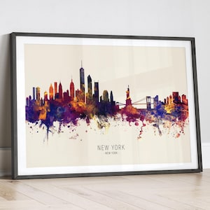 New York Skyline New York, Stadtansicht Gemälde Kunstdruck Poster LX (14981)