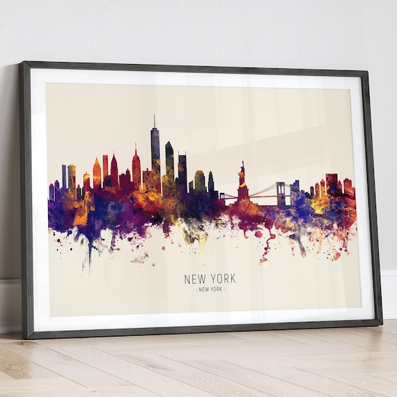 New York Skyline New York, Cityscape Painting Art Print Poster LX (14981)