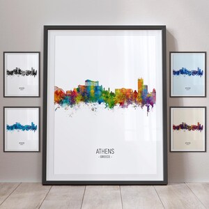 Athen Skyline, Athen Griechenland Stadtbild Kunstdruck Poster Portrait PX (6473)