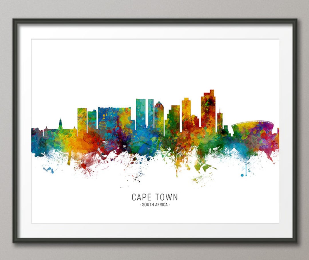 Cape Town Skyline South Africa, Cityscape Painting Art Print Poster CX ...