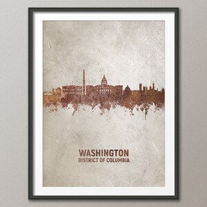 Washington skyline DC, roest op beton stadsgezicht kunstaffiche poster (4591)