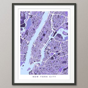 Carte de la ville de New York, Etats-Unis, plan des rues de New York, impression d'art (3476)