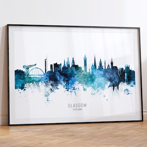 Glasgow Cityscape Scotland, Skyline Wall Art Poster Print RX (20874)