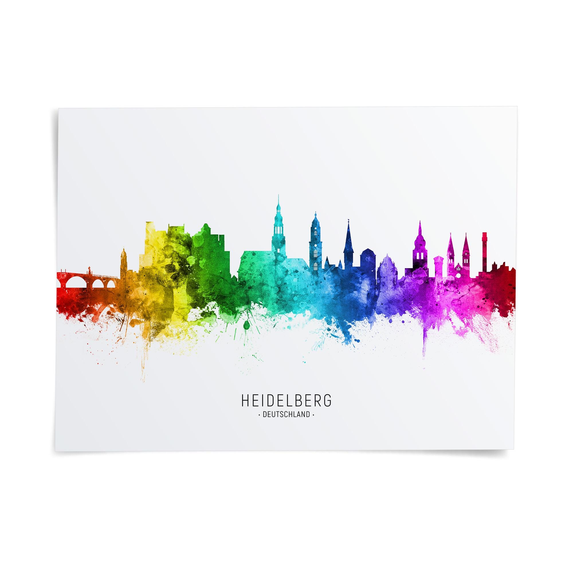 ペイント Heidelberg Skyline Deutschland, Poster Print Cityscape Art ZX
