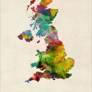 Great Britain Watercolor Map United Kingdom, Art Print 522 image 3