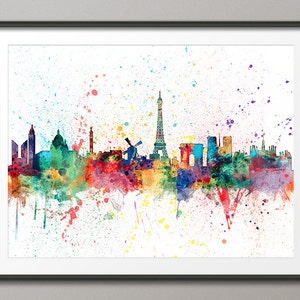 Skyline van Parijs, Parijs Frankrijk stadsgezicht Art Print (1960)