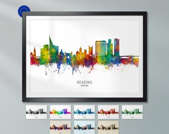 Reading Skyline England, Poster Print Cityscape Art ZX (12273)