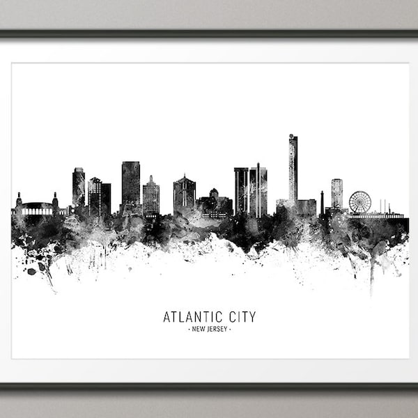 Atlantic City Skyline, Atlantic City New Jersey Cityscape Art Print Poster (24477)