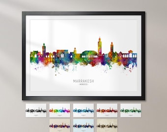 Marrakesh Skyline Morocco, Cityscape Art Print Poster KX (35507)