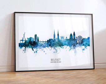 Paisaje urbano de Belfast, Irlanda del Norte, impresión de póster con horizonte urbano RX (34949)