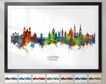 Panorama Lucerny, Szwajcaria – plakat artystyczny z pejzażem miejskim CX (6668)